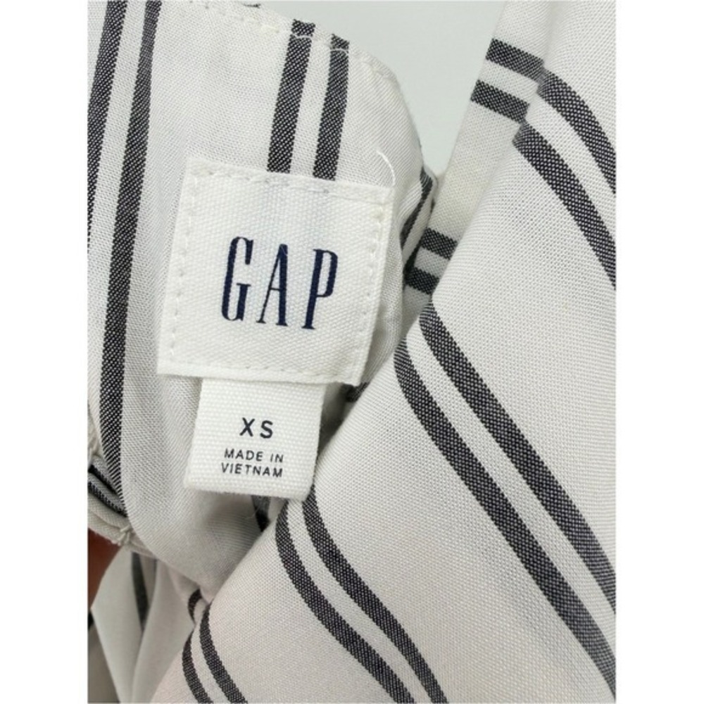 GAP Womens XS Black White Striped Fit Flare Cami Midi Dress Smocked Back SU19 - Picture 4 of 7